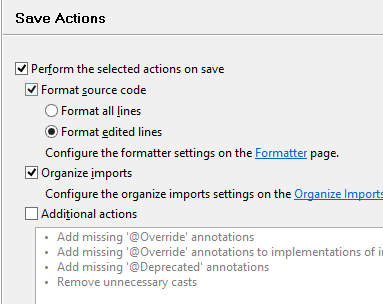 Save actions dialog